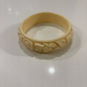 Celluloid Ivory Floral Bracelet For Sale